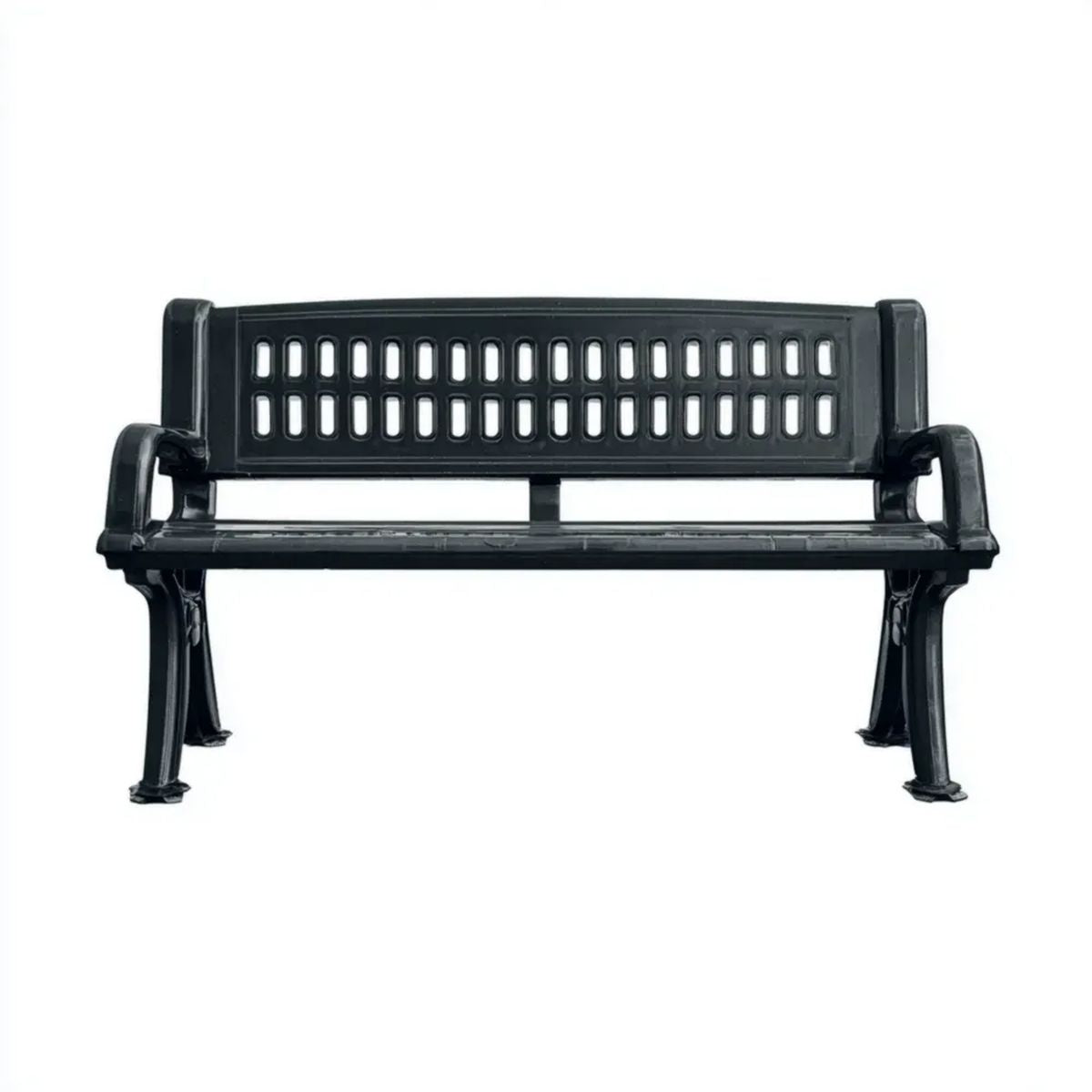 Czarna żeliwna ławka ogrodowa 2-osobowa 122 x 56 x 77 cm