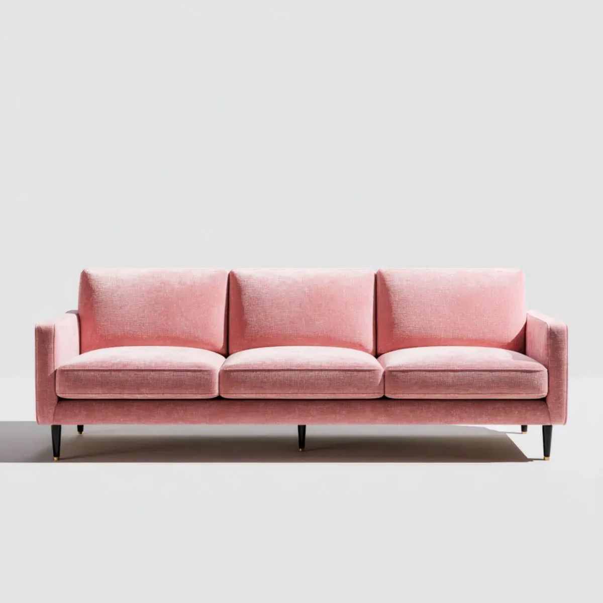 Różowa sofa trzyosobowa z tapicerką poliestrową, 220 x 85 x 82 cm