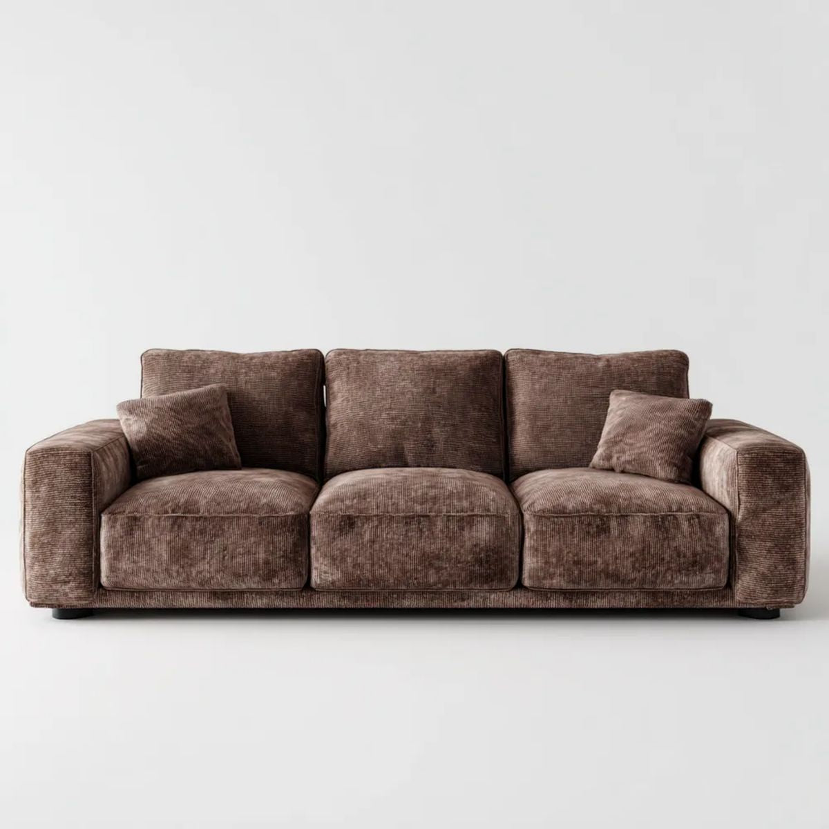 Brązowa sofa 3-osobowa z poliestru sztruksowego 220 x 95 x 85 cm