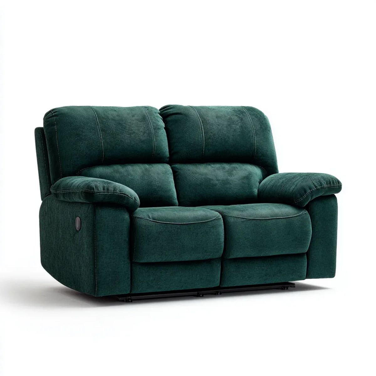 Dwuosobowa sofa z funkcją relaksu z poliestru, ciemnozielona, 160 x 95 x 102 cm