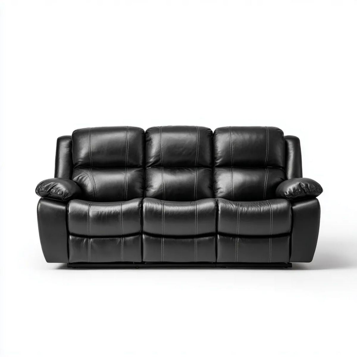 Sofa 3-osobowa czarna z tapicerką ze skóry syntetycznej PU, 210 x 95 x 100 cm