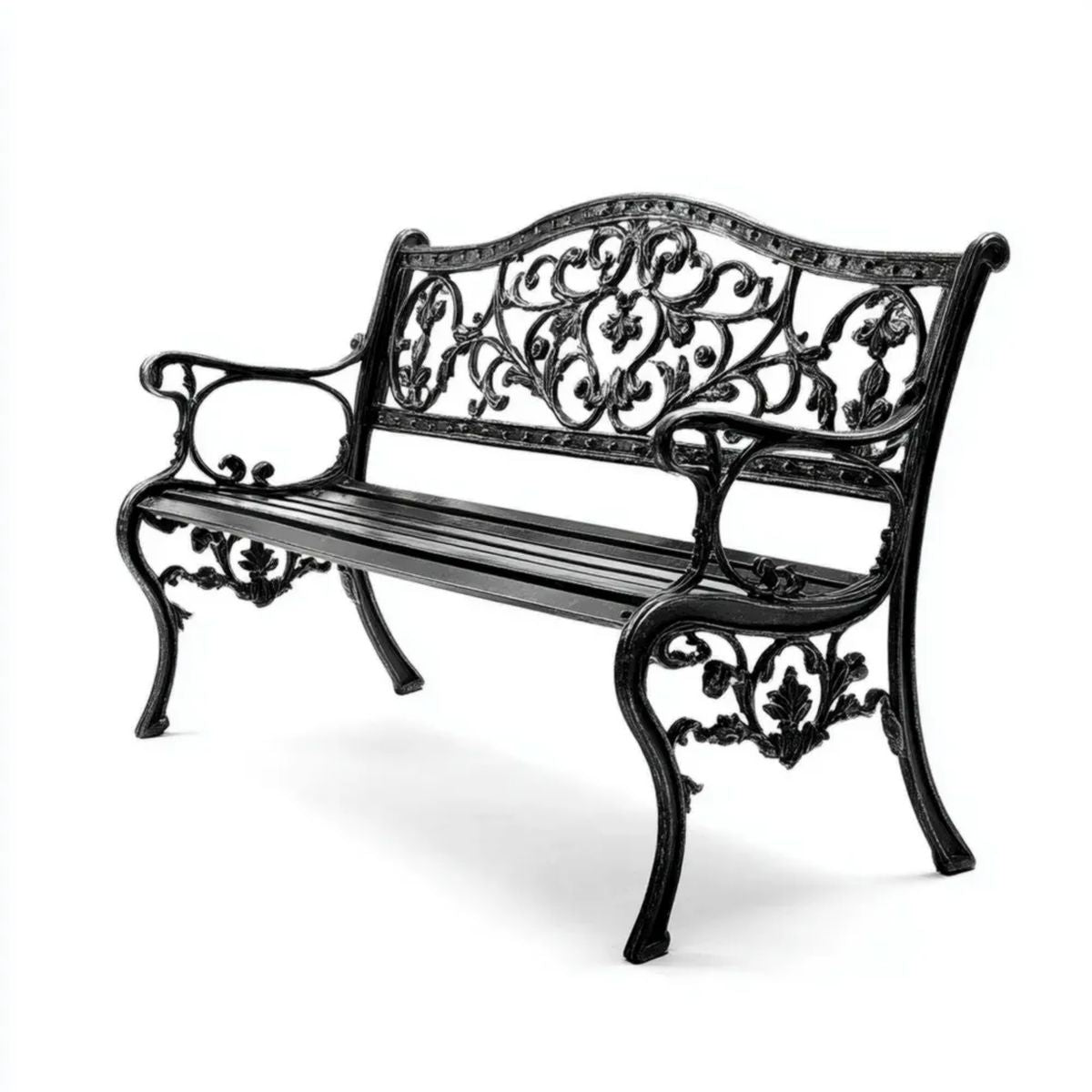 2-osobowa metalowa ławka ogrodowa czarna 100 × 54 × 80 cm