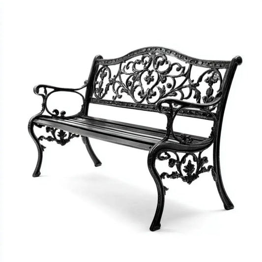 2-osobowa metalowa ławka ogrodowa czarna 100 × 54 × 80 cm