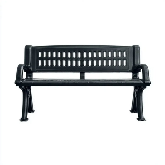 Czarna żeliwna ławka ogrodowa 2-osobowa 122 x 56 x 77 cm