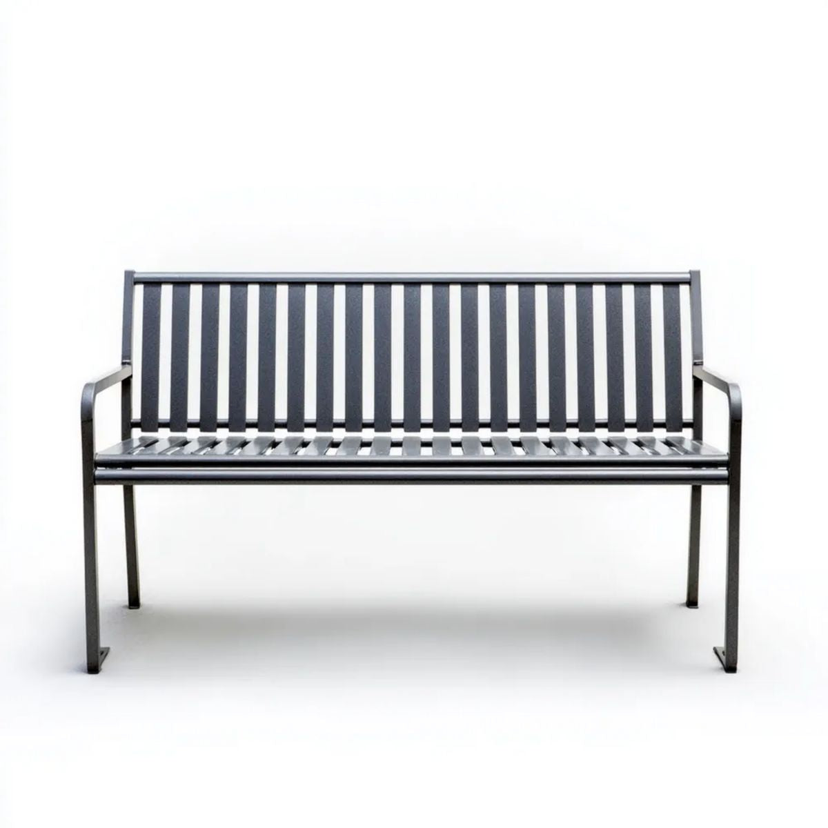 Czarna stalowa ławka ogrodowa 2-osobowa 127 × 65 × 85 cm