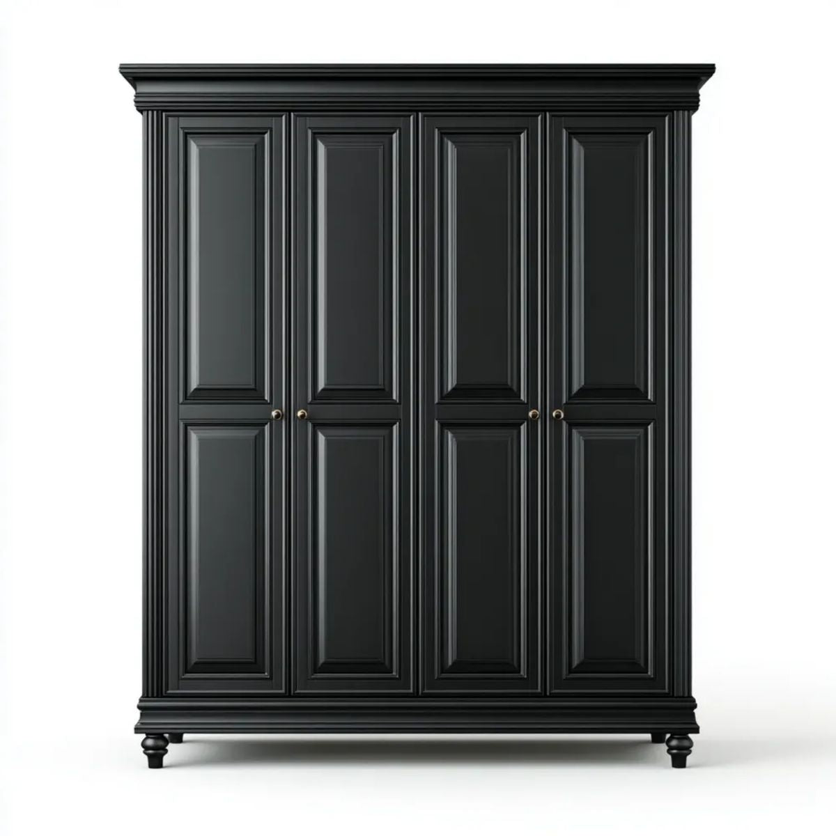 Czarna czterodrzwiowa szafa z płyty MDF 200 × 60 × 220 cm