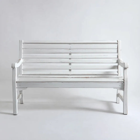 Dwuosobowa drewniana ławka ogrodowa biała 120 x 60 x 90 cm