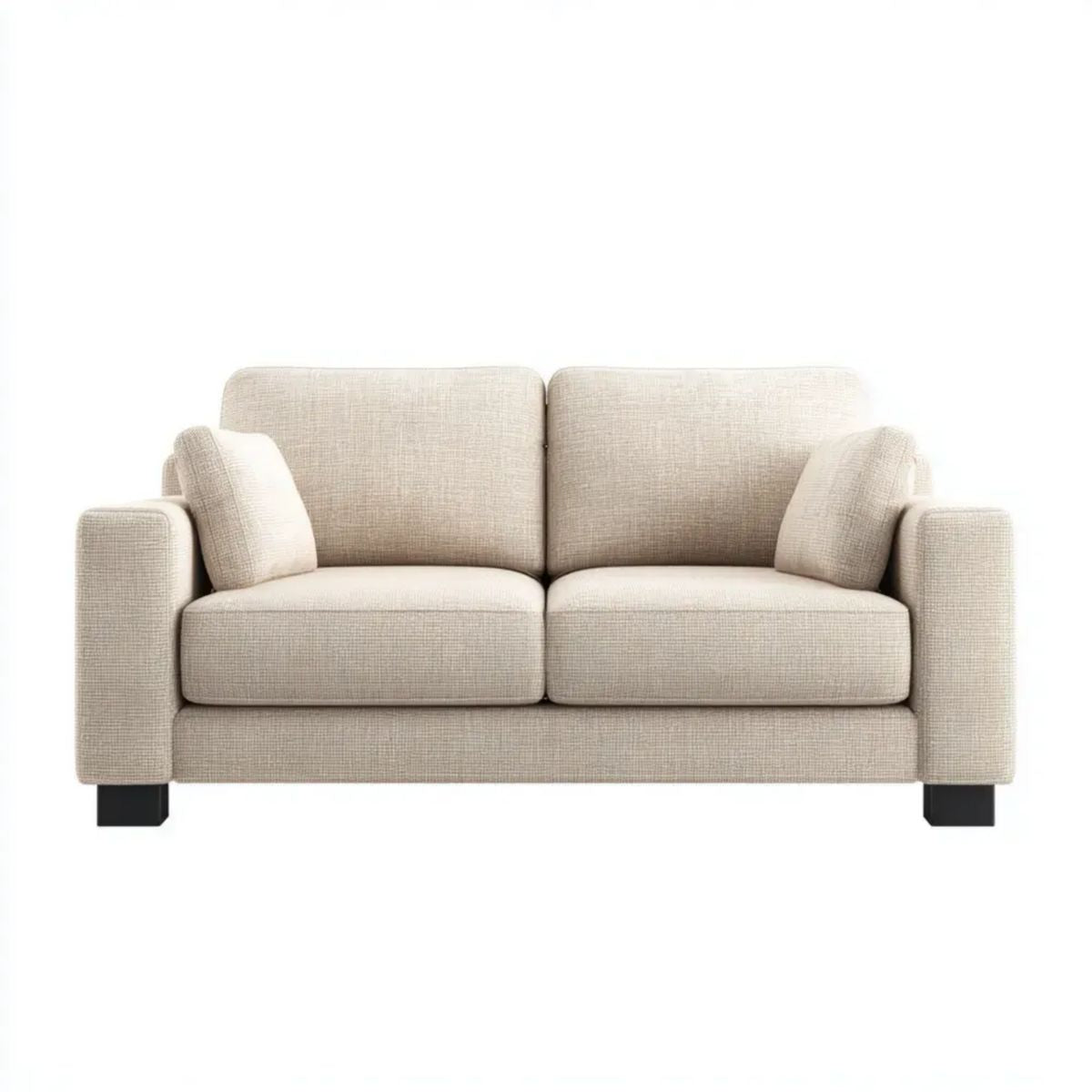 Beżowa sofa dwuosobowa z tapicerką poliestrową 160 x 85 x 86 cm