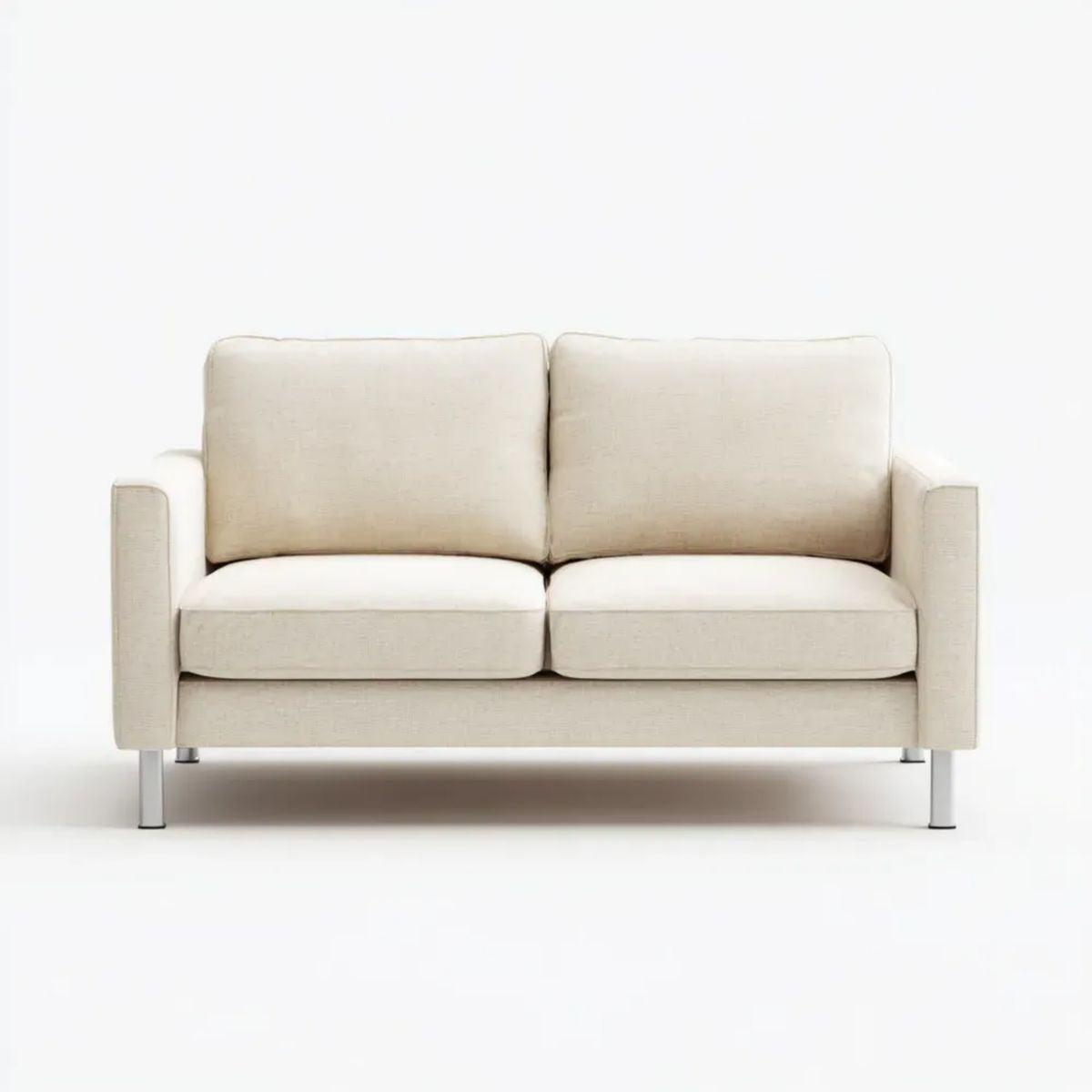 Dwuosobowa sofa z tapicerką poliestrową, kremowa, 160 × 85 × 82 cm