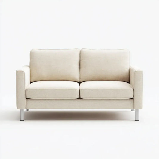 Dwuosobowa sofa z tapicerką poliestrową, kremowa, 160 × 85 × 82 cm