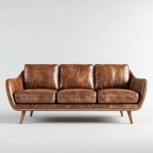 Trzyosobowa sofa brązowa z tapicerką z PU, 210 × 90 × 85 cm