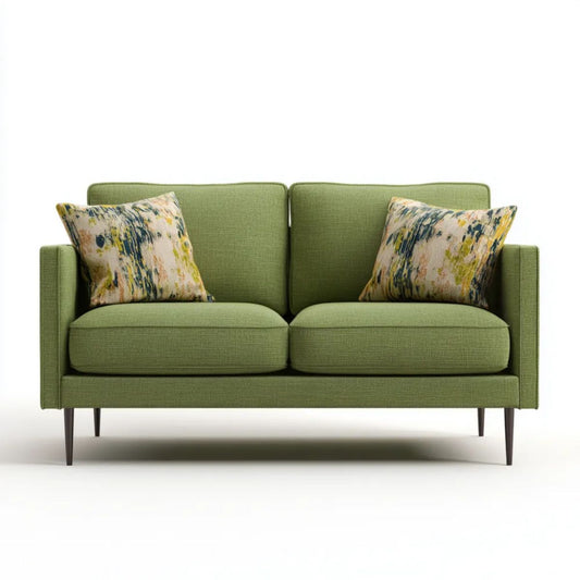 Zielona dwuosobowa sofa z tkaniny 160 x 88 x 86 cm z poduszkami dekoracyjnymi