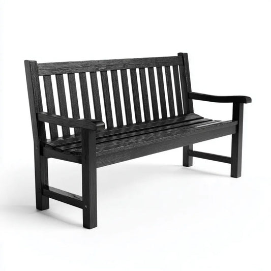 Dwuosobowa drewniana ławka ogrodowa czarna 120 x 60 x 90 cm