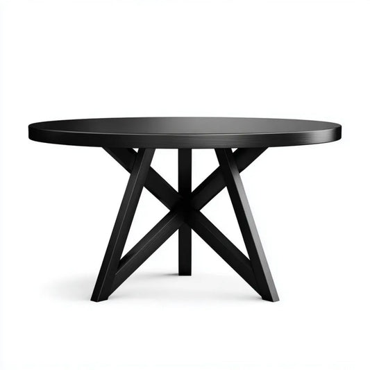 Okrągły stół do jadalni z płyty MDF i metalu, czarny, Ø 120 x 75 cm