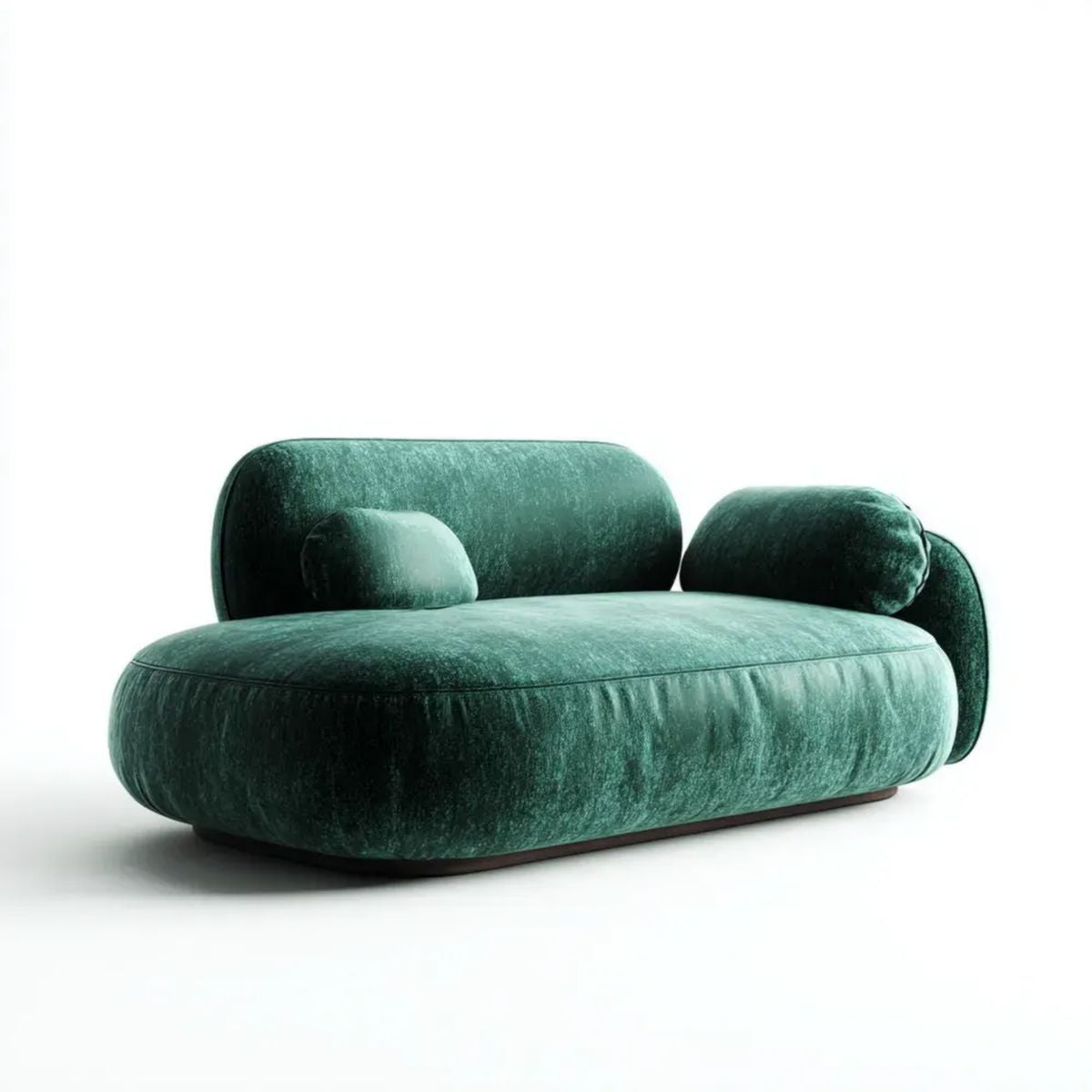 Zielona sofa dwuosobowa z aksamitu 180 x 95 x 78 cm, zaokrąglona