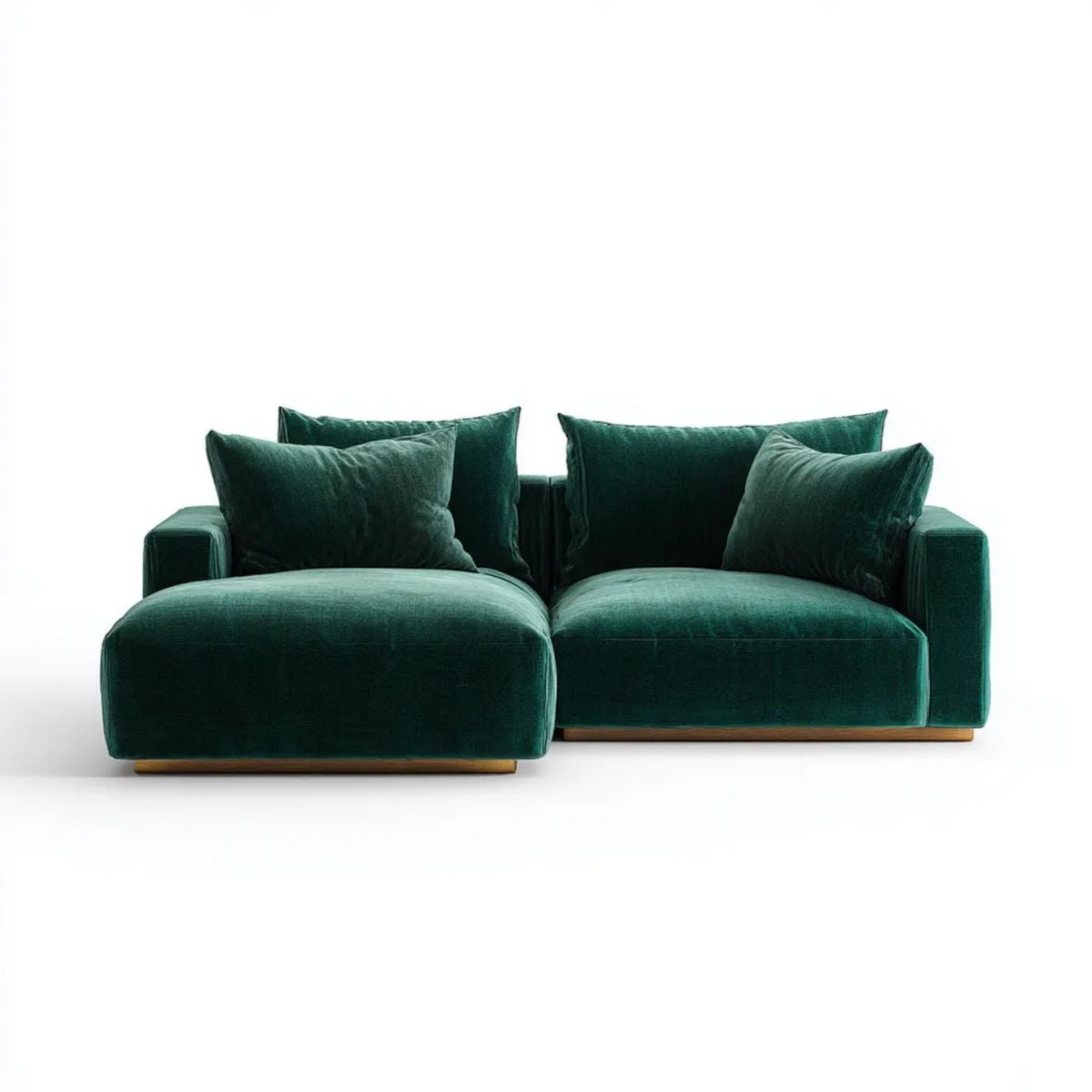 2-elementowa sofa narożna w kształcie L z lewostronnym szezlongiem, ciemnozielona, aksamit poliestrowy, 250 × 160 × 80 cm