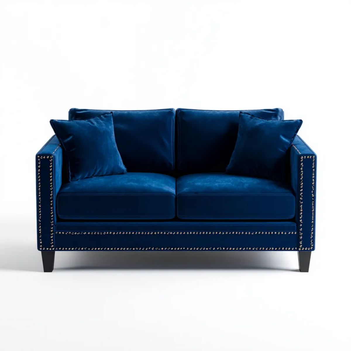 Sofa dwuosobowa granatowa z aksamitu poliestrowego 160 x 85 x 85 cm