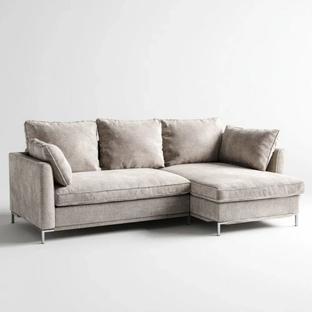 Prawostronna sofa narożna szara z tapicerką poliestrową 240 x 160 x 85 cm