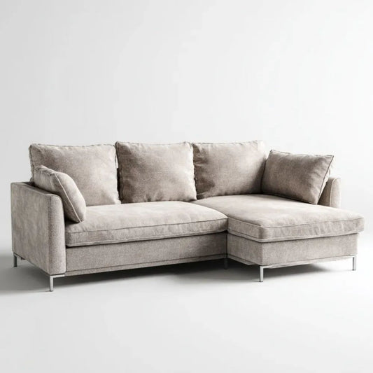 Prawostronna sofa narożna szara z tapicerką poliestrową 240 x 160 x 85 cm