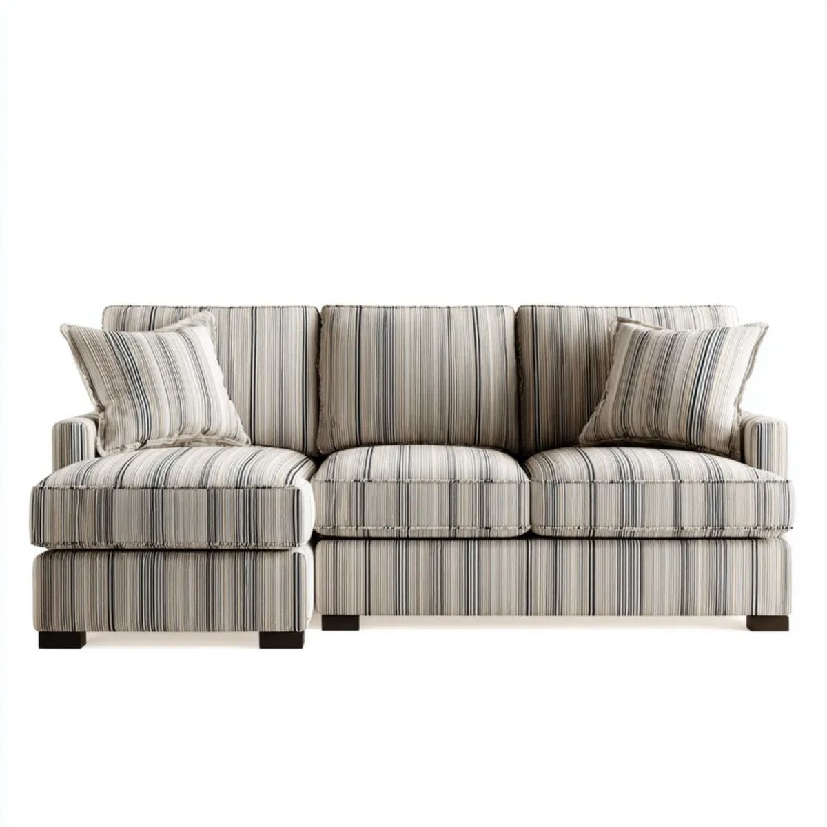 Sofa trzyosobowa z tapicerką poliestrową beżowo-szaro-czarna, 250 × 95 × 90 cm
